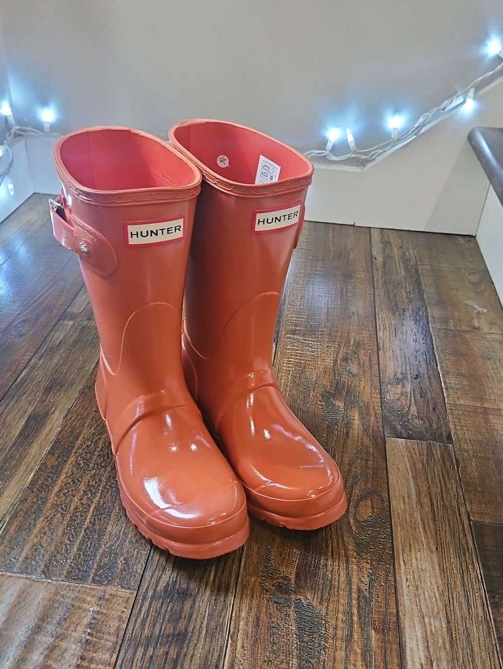 New!!  Hunter Waterproof Women's Glossy Orange All Weather Rubber Rain Boots